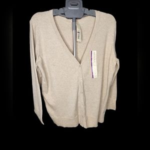 Merona Women’s Size XL button up Cardigan Sweater Beige Oatmeal Long Sleeve plus